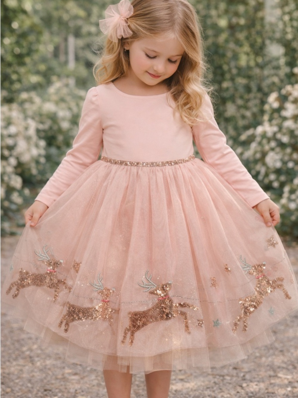 Zunie • NWT $55 USD Pink Tulle Dress with Sequin Reindeer Christmas dress